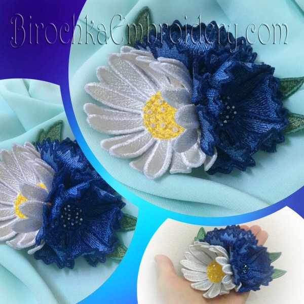 Free Standing Lace Wildflowers Daisy Cornflower machine embroidery design