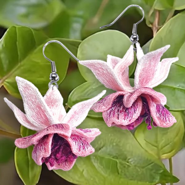 Fuchsia earrings FSL machine embroidery design