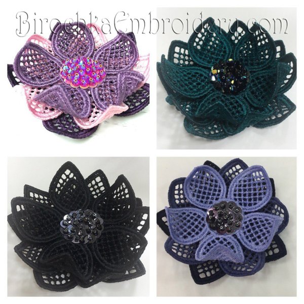 Free Standling Lace openwork flower machine embroidery design