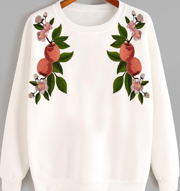 Set of machine embroidery designs Apple from the tree, embroidery and brooch with 3D elements