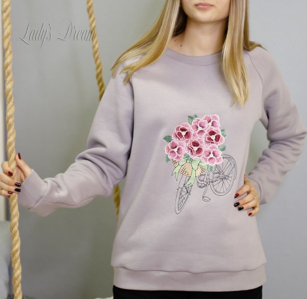 Provence-style bike machine embroidery design