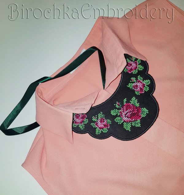 Necklace cross-stith Rose in the hoop embroidery design