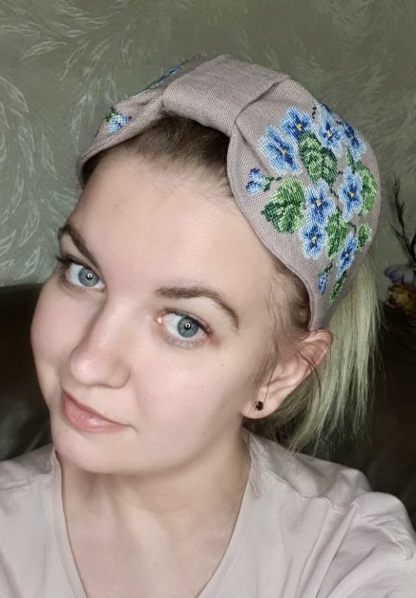 Blue Violets headband Machine embroidery design