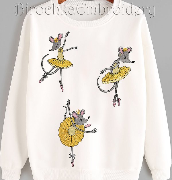 Set of machine embroidery designs “Balerina mice”