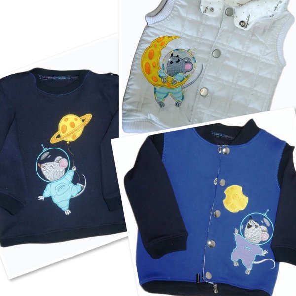 Set of machine embroidery designs “Mice in space”