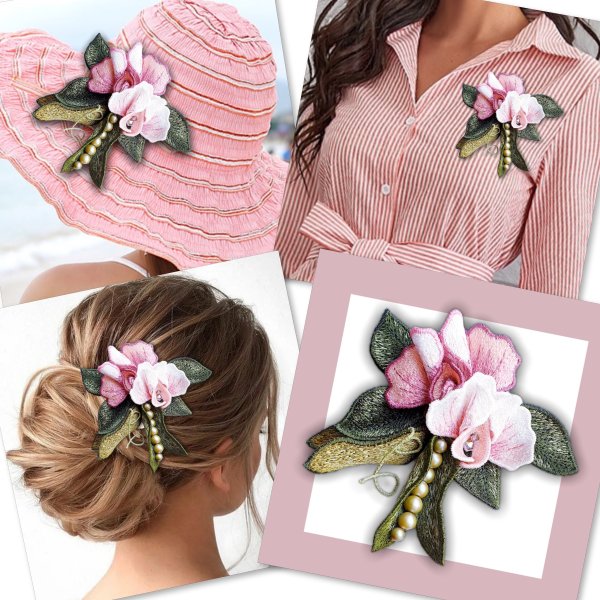 Sweet pea 3D flower machine embroidery design