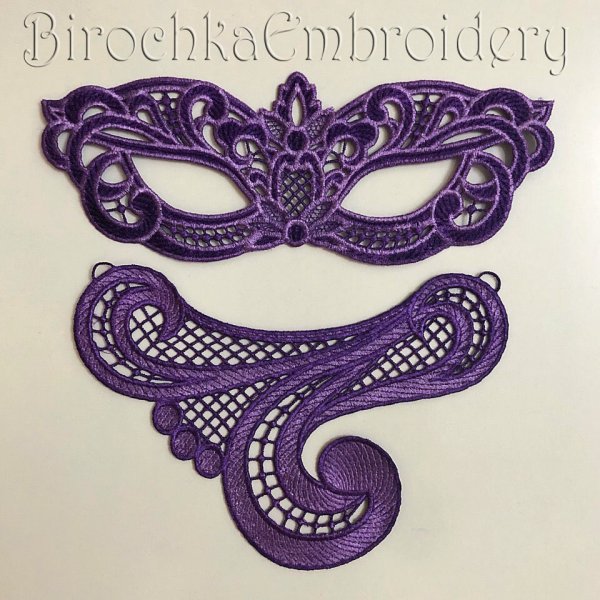 Masquerade mask FSL machine embroidery pattern