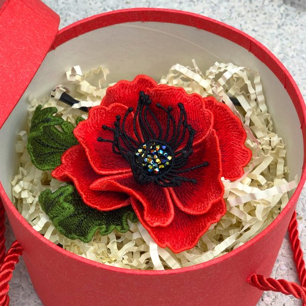 Poppy Brooch FSL Machine embroidery design