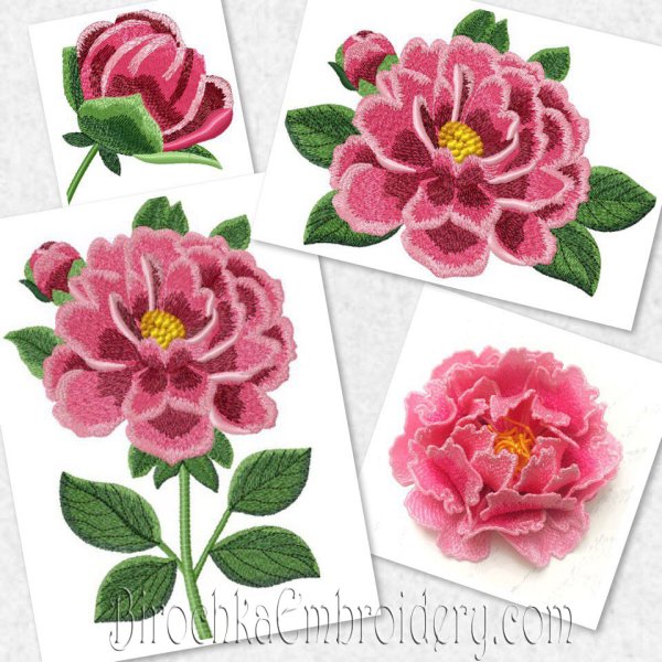 Flower Machine Embroidery Design Peony