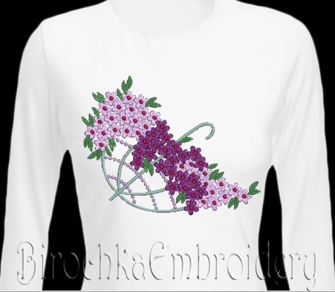 Umbrella with flowers machine embroidery design