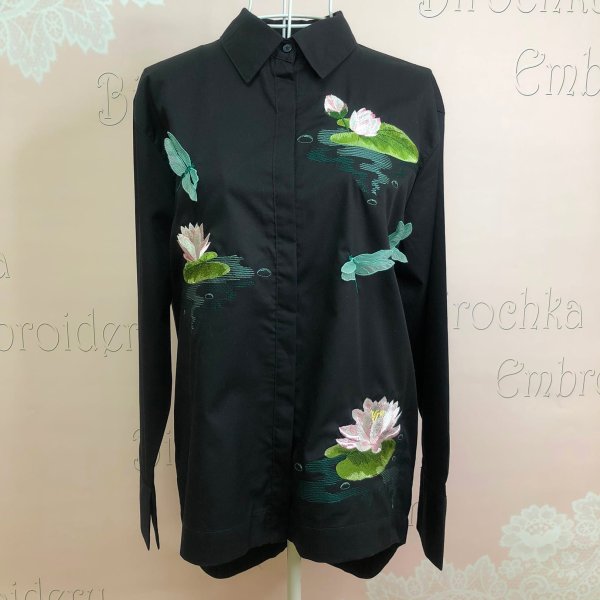 Water lilies and dragonflies Set of machine embroidery designs