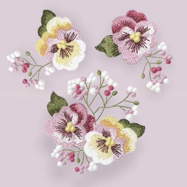 Pansies and gypsophila designs sеt plus a coaster and placemat for cutlery