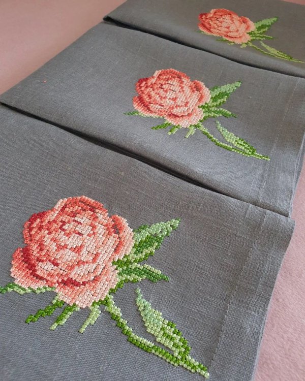 Machine Embroidery Design Peony Set Cross stitch pattern
