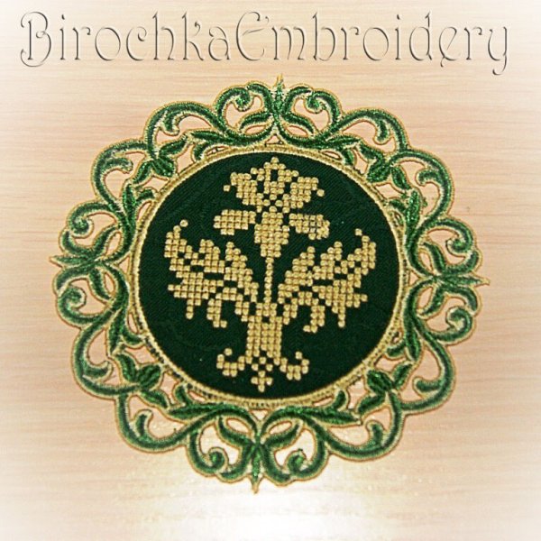 Подставки под чашки и заварочный чайник ФСЛ с элементом аппликации и вышивкой крестом