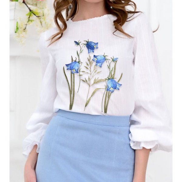 Bellflower Machine embroidery design in the art surface technique