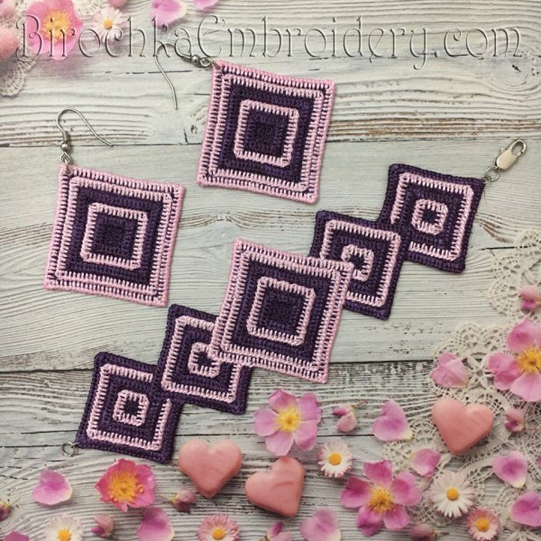 Free Standling Lace Bracelet Earrings Set Tatting