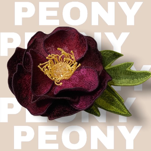 Free Standing Lace Peony flower brooch hairpin Digital Machine Embroidery Design