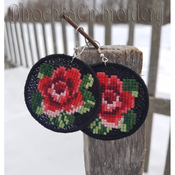 Machine Embroidery Design Earrings FSL Cross-stitch Pattern