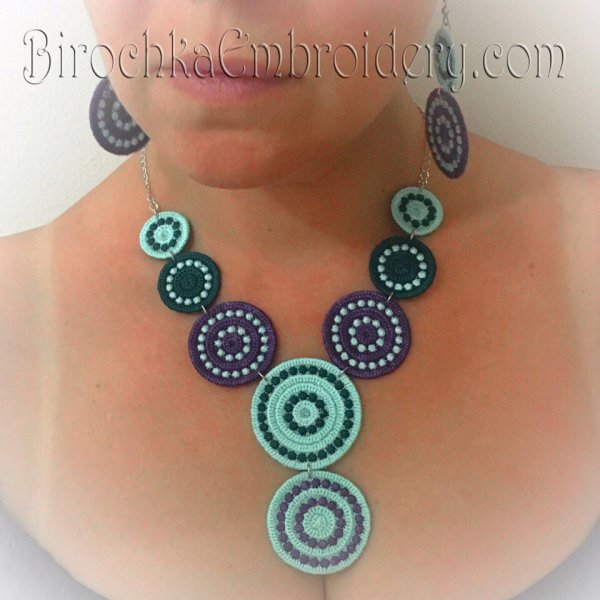 Machine Embroidery Design FSL Necklace Bracelet Earrings Set