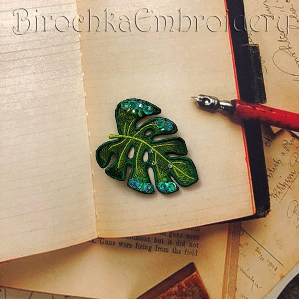 FSL Monstera Brooch Machine Embroidery Design
