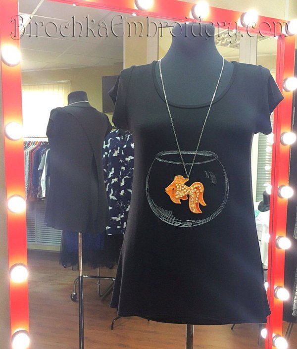 Machine embroidery design FSL Fish Pendant and Embroidered Aquarium