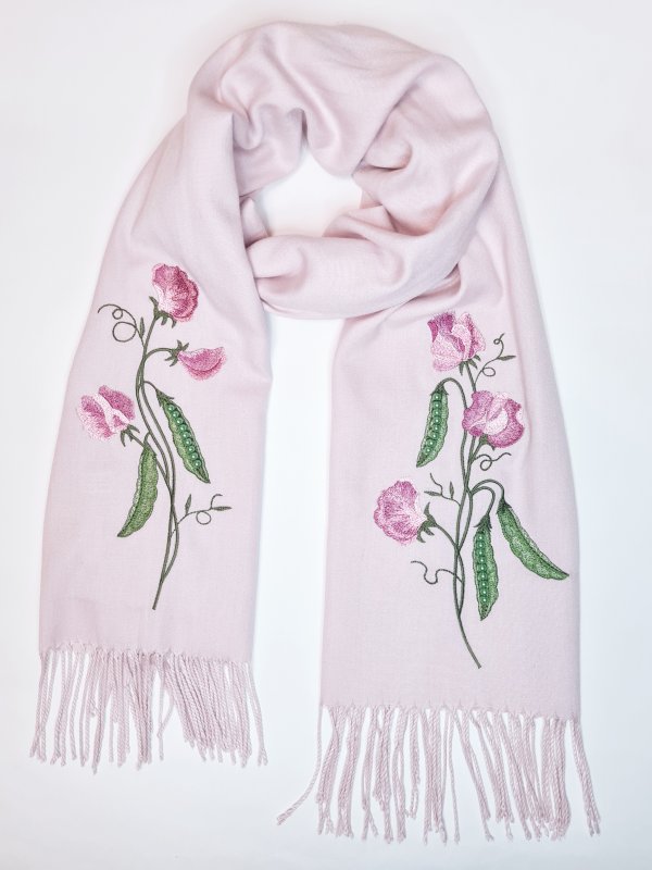 The set of designs in the technique of art embroidery "Sweet peas"