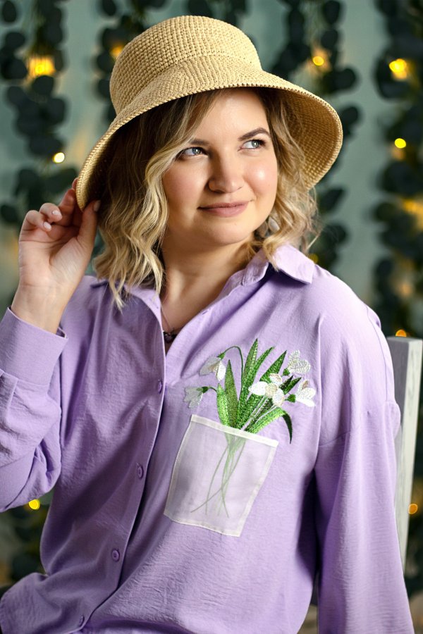 Букет подснежников дизайн машинной вышивки в технике художественной глади