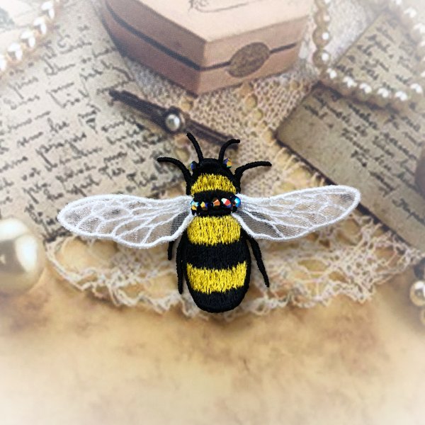 FSL Machine Embroidery Design Bee Brooch FSL Jewelery Embroidery Pattern