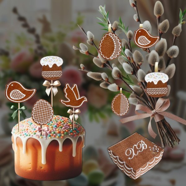 Набор Пасхальных декоративных игрушек «Пряники с глазурью»