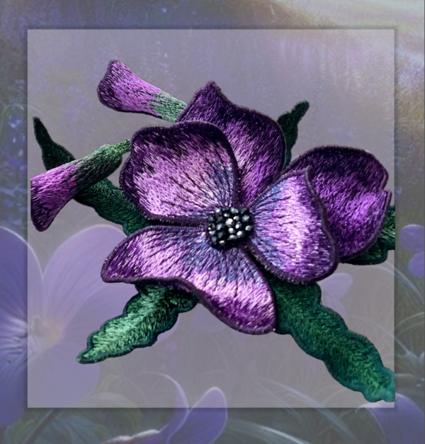 Machine embroidery design FSL 3D brooch “Pansies”