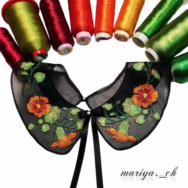 Machine embroidery design collar "Nasturtium"