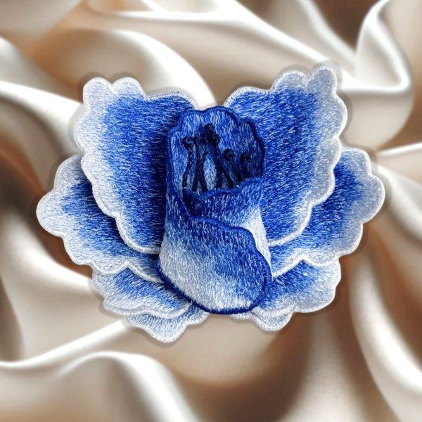 Machine embroidery design brooch FSL flower Gzhel