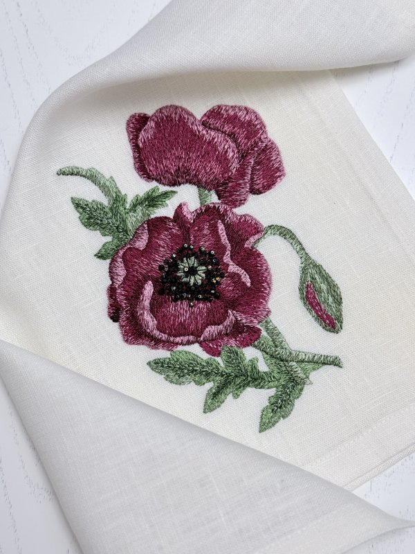 Machine embroidery design in satin stitch technique Poppy