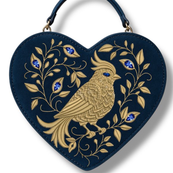 Bird of Paradise in the shape of a heart machine embroidery design