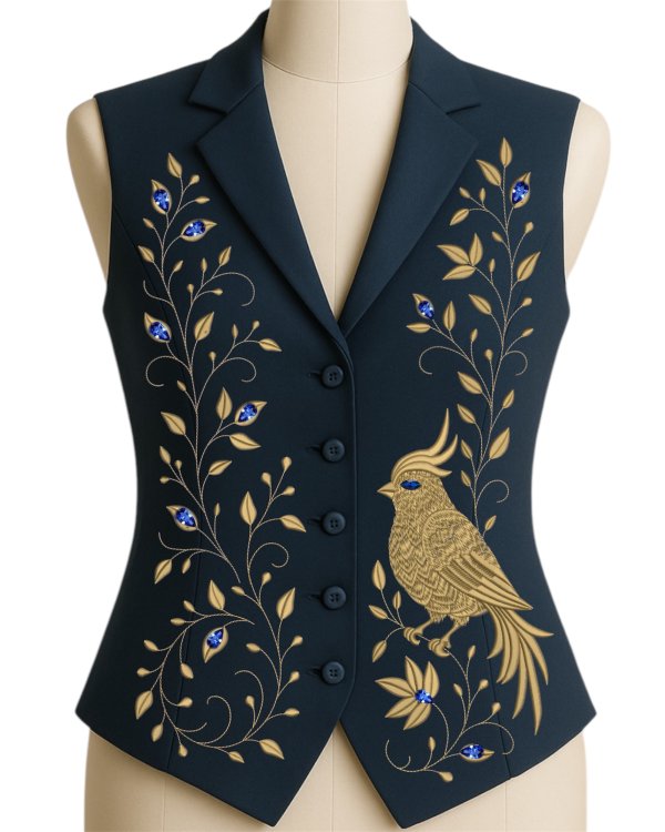 Bird of Paradise Embroidery Kit for Vest, Jacket or Blouse Machine Embroidery Design  Design Size Pa