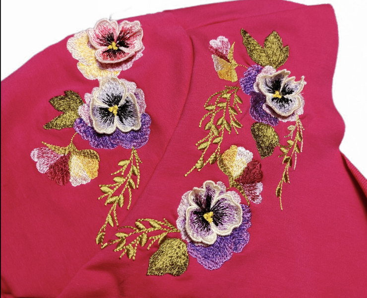 Set of designs "Pansies with volumetric elements"